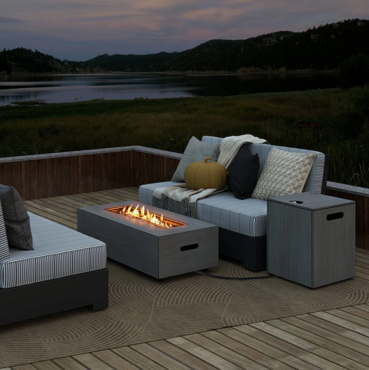 42” Outdoor Rectangular Fire Table 50,000 BTU Propane Gas Fire Pit Table w/ Lid