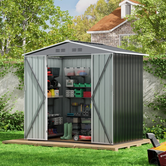 6'x4' Storage Shed Outdoor Metal Tool Shed with Lockable Doors for Patio,Lawn