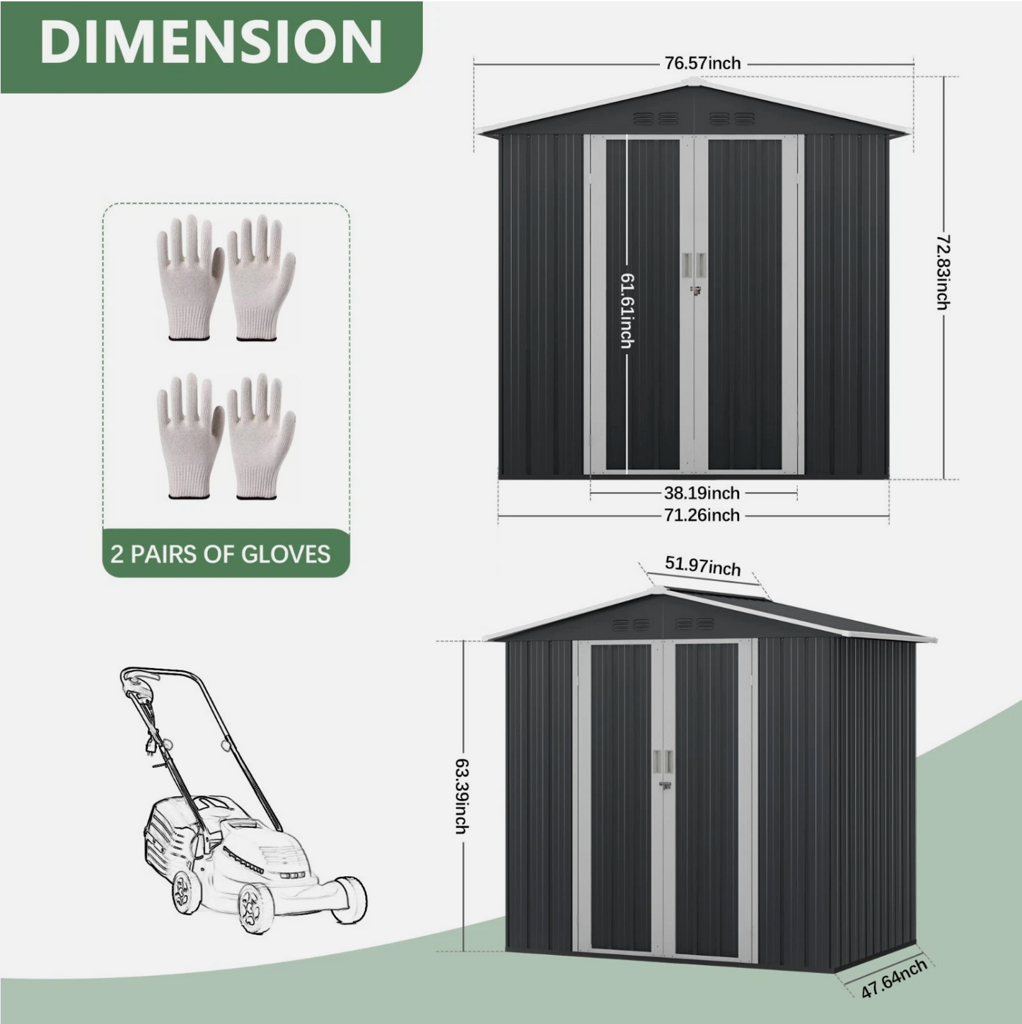 6'x4' Storage Shed Outdoor Metal Tool Shed with Lockable Doors for Patio,Lawn