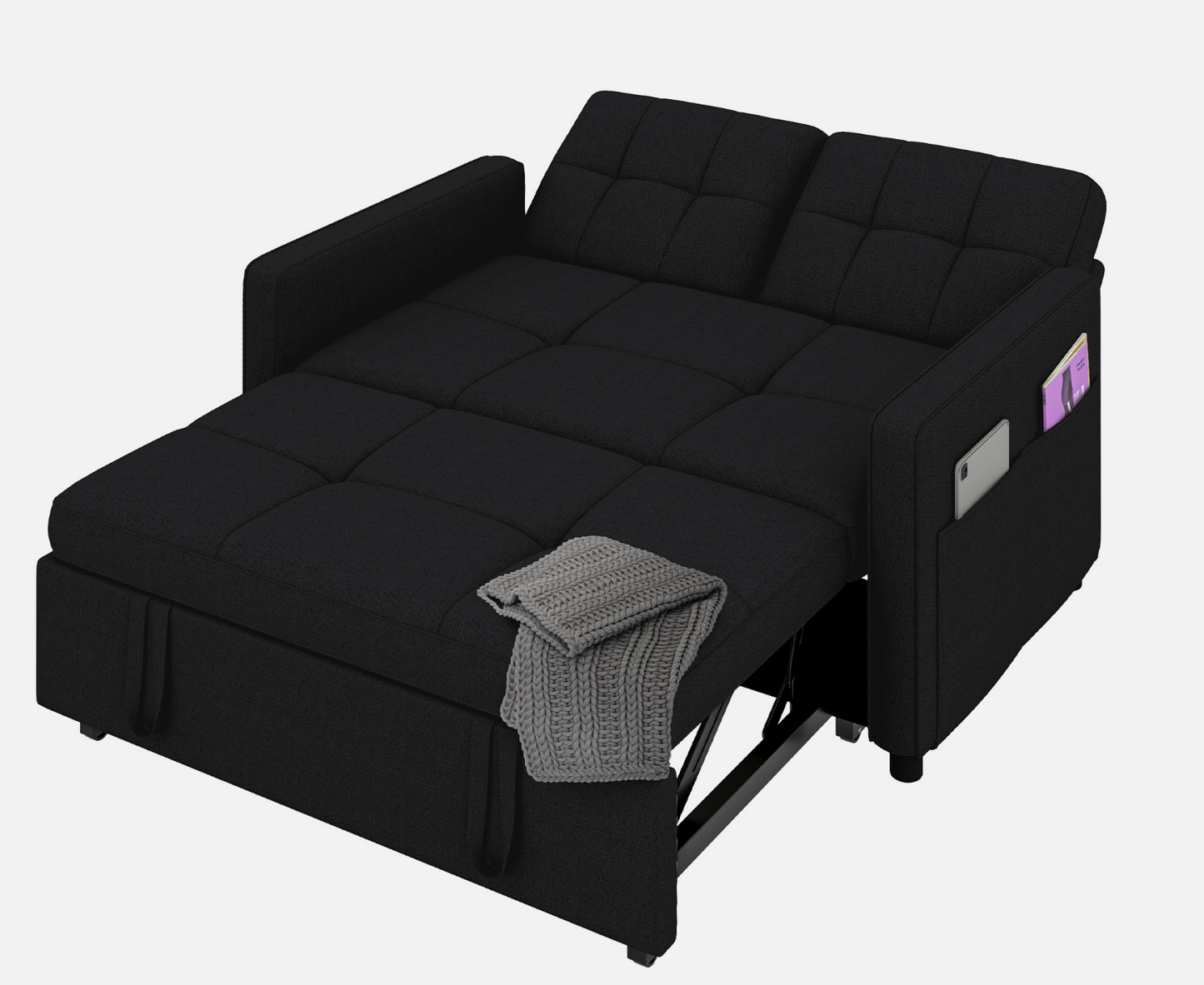 3 in 1 Convertible Sofa Bed 55 inch Sleeper Sofa Linen Loveseat Futon Couch Bed