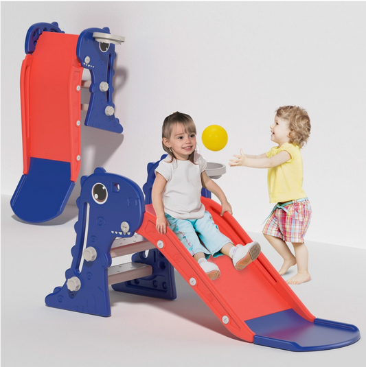 3 in 1 Foldable Toddler Large Slide,Kids Slide Climber Playset w/Ladder