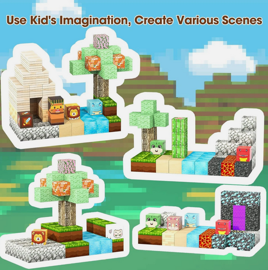 104Pcs Dinosaur Toys Magnetic Tiles Lava Dinosaur World Magnetic Blocks Building