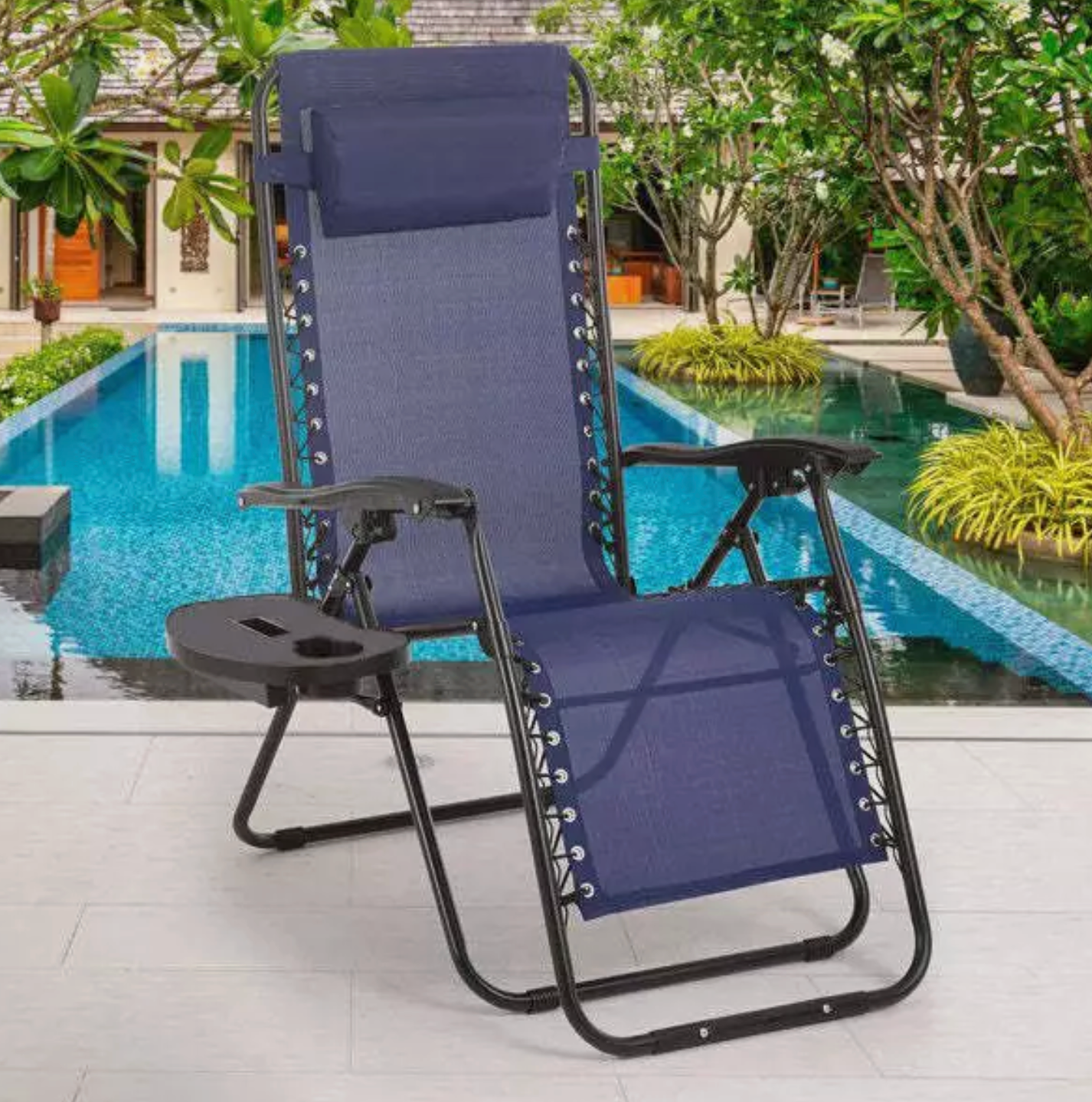 Zero Gravity Chair, Folding Outdoor Patio Lounge Recliner w/ Cup Holder