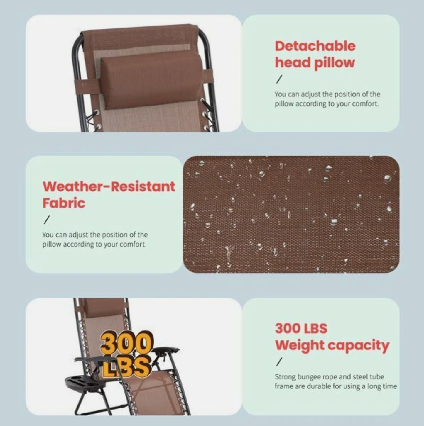 Zero Gravity Chair, Folding Outdoor Patio Lounge Recliner w/ Cup Holder