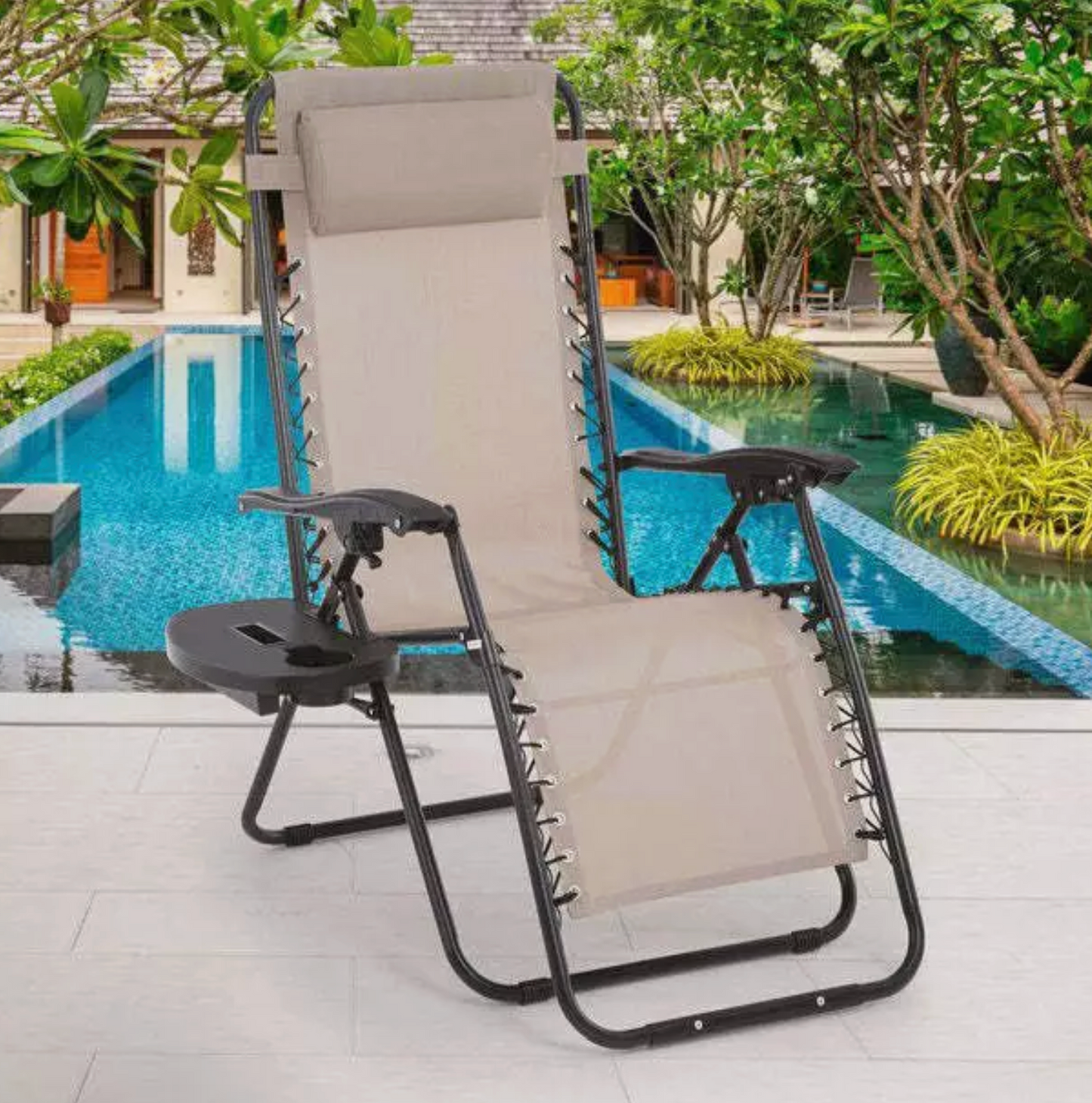 Zero Gravity Chair, Folding Outdoor Patio Lounge Recliner w/ Cup Holder