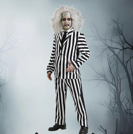 Halloween Costume Black White Striped Suit