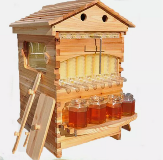 Auto Seep Full Set 7PCS Beehive Honey Hive Frame +Cedarwood Beekeeping Brood Box