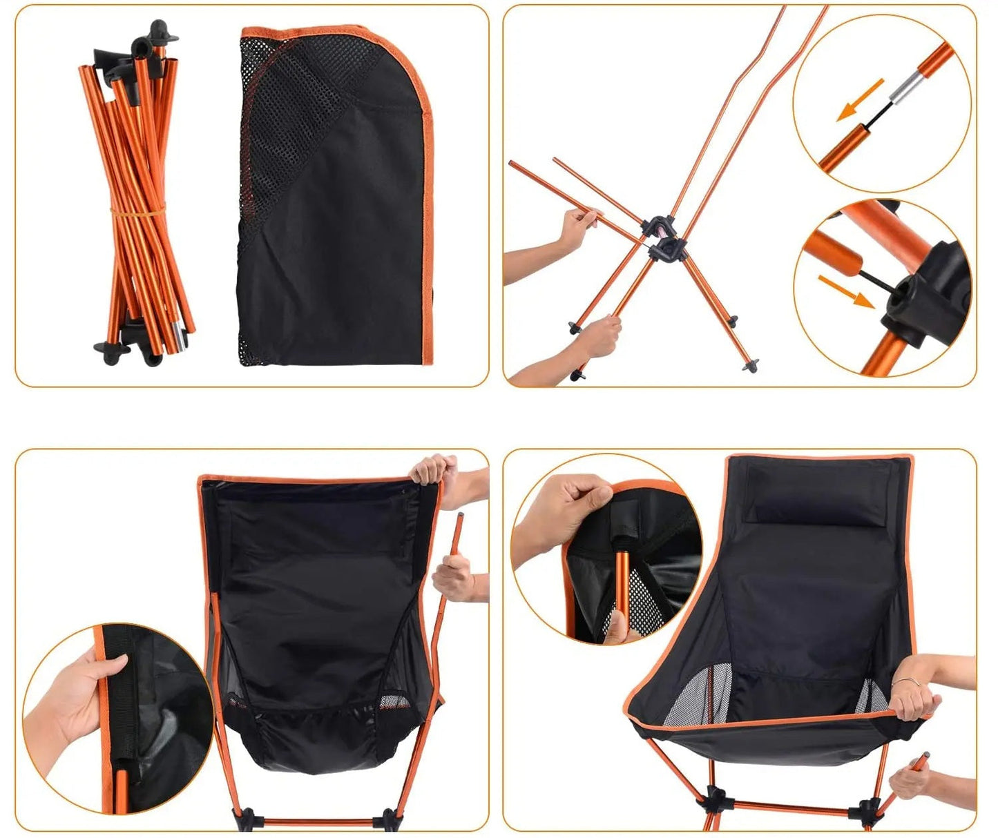 Portable Folding Camping Chair - Oxford Cloth Seat for Fishing, BBQ, Picnic, Beach or Festival Outdoor Adventures