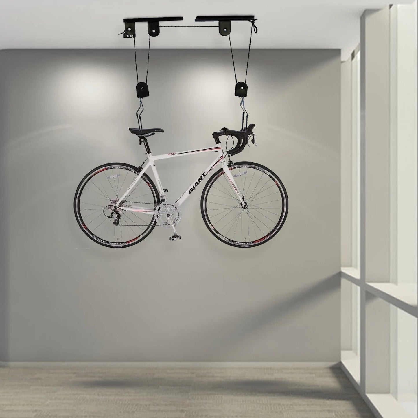 Ceiling-Mounted Bike Hoist – Heavy-Duty Pulley System for Garage Storage & Easy Lifting