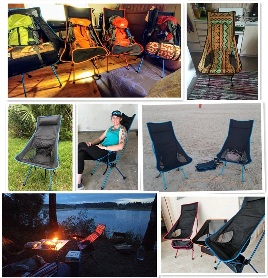 Portable Folding Camping Chair - Oxford Cloth Seat for Fishing, BBQ, Picnic, Beach or Festival Outdoor Adventures