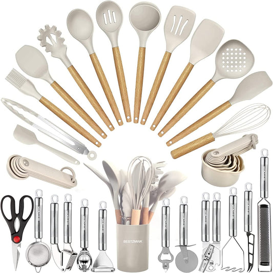 Ultimate Kitchen Utensils Set- 35 Pcs Cooking Utensils &  Kitchen Gadgets Tools Set for Nonstick Cookware