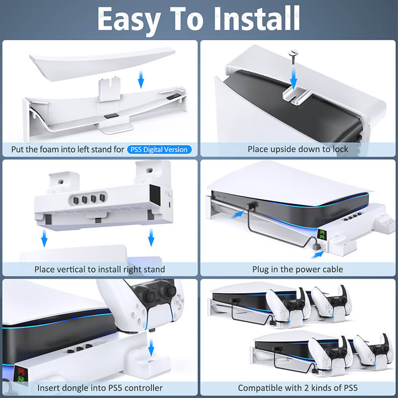 PS5 ChillMaster Horizontal Cooling Stand with Controller Charger