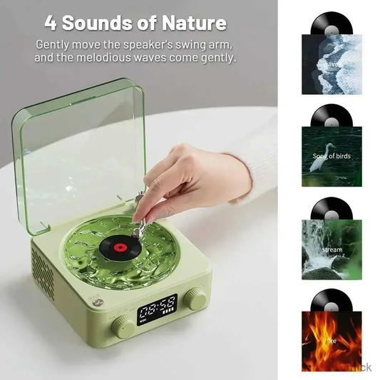 Vintage Record Player-Inspired LED Lamp with Bluetooth & White Noise