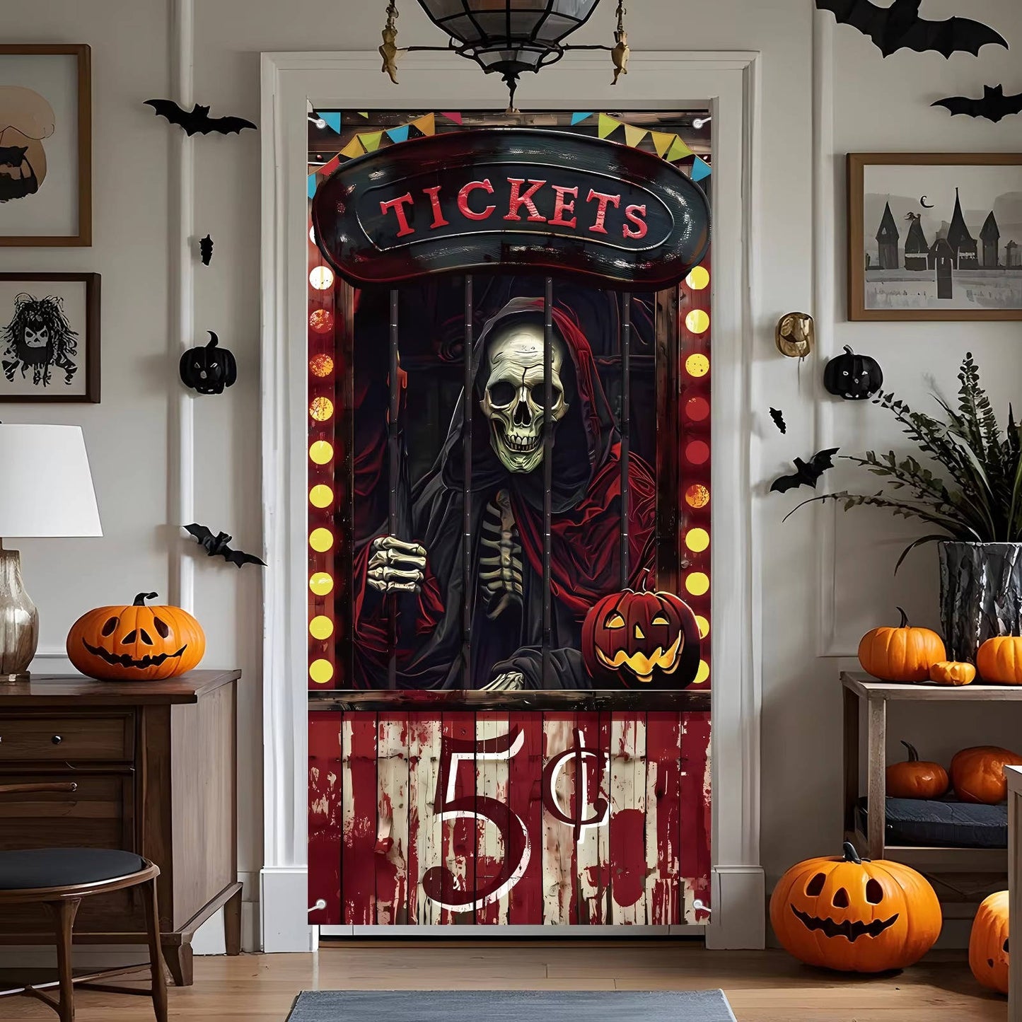Halloween Door Cover Creepy Decoration