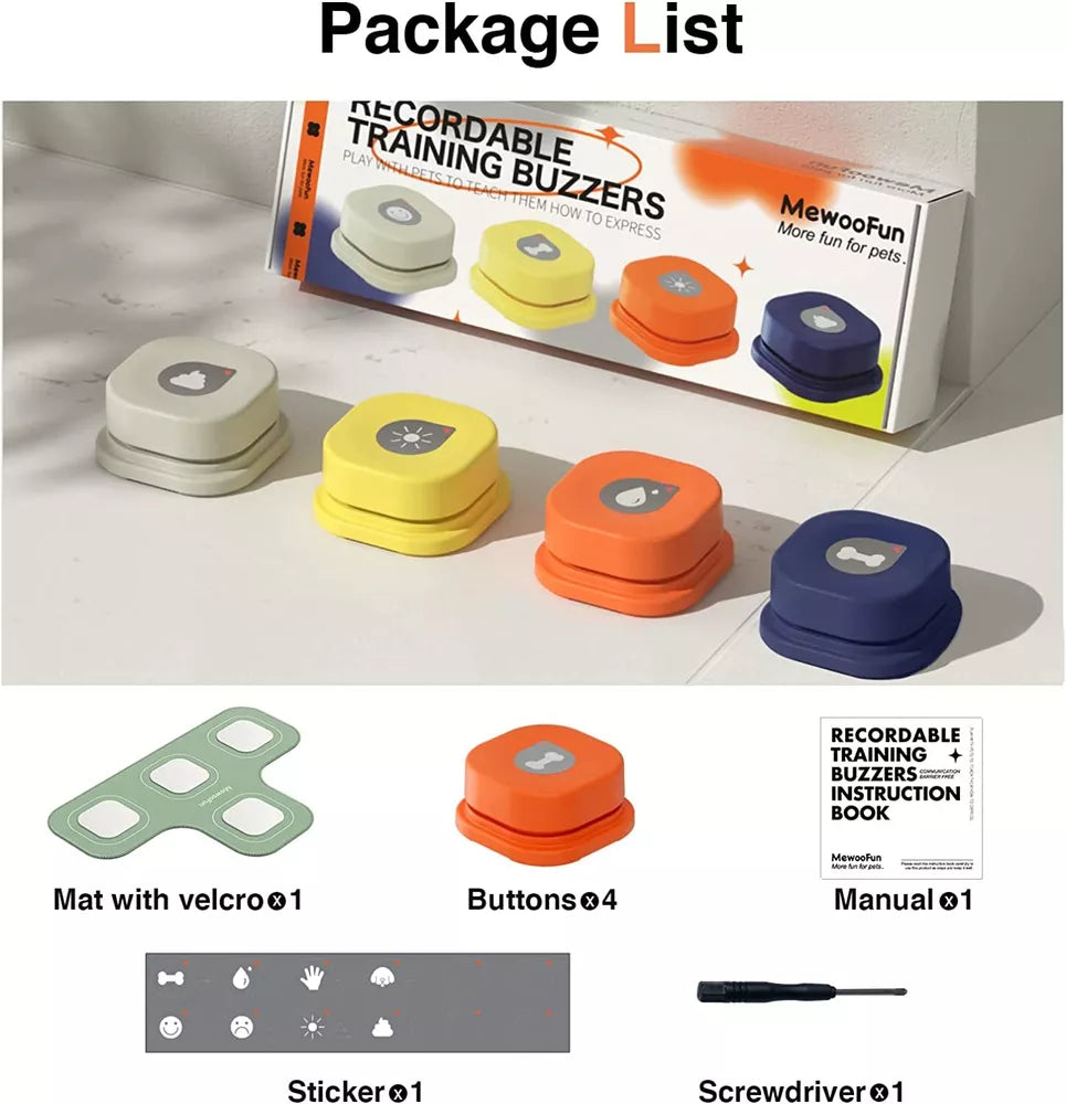 Dog Talking Button Set Vocal Training Bell with Pad & Stickers