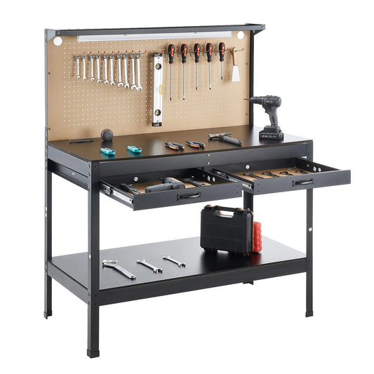 Workbench 242.5 lbs 47.2-inch Heavy Duty Workbench with Pegboard Outlets