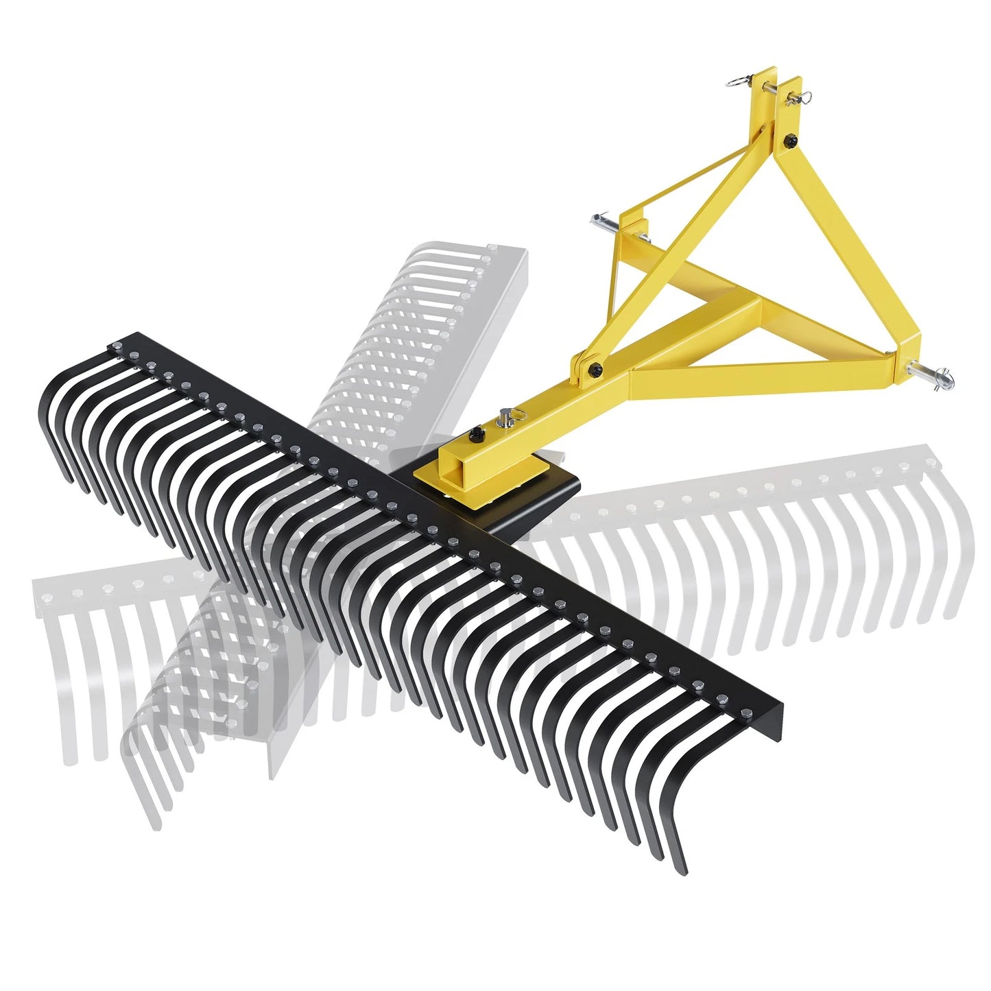 3 Pt 60'' Landscape Rock Rake Soil Gravel Lawn for Cat 1 Campact Tractor Heavy