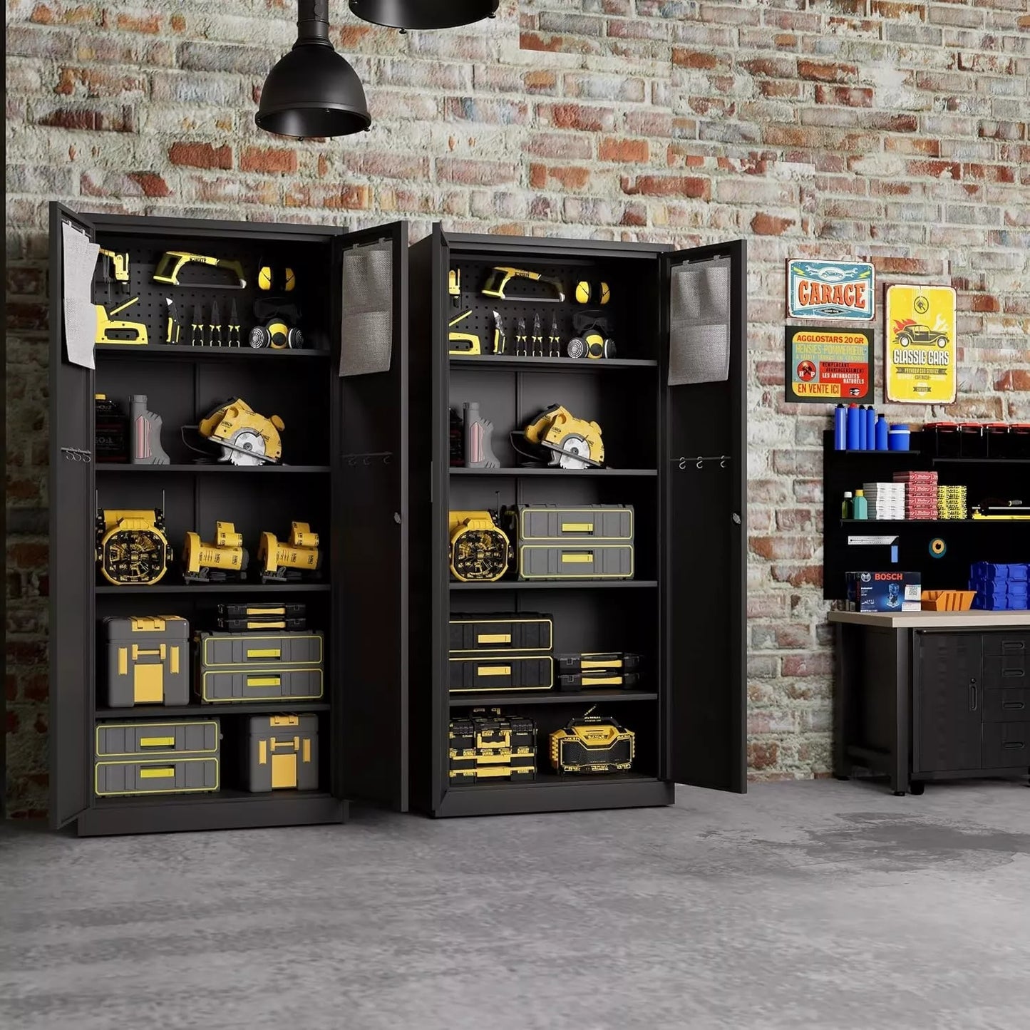 Metal Garage Storage Cabinet with Locking Doors,Metal Tool Cabinet
