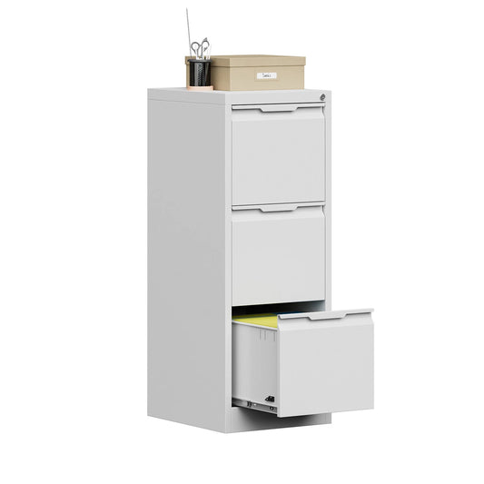 Metal 3 Drawer File Cabinet Vertical Lockable Storage Filing Organizer Office