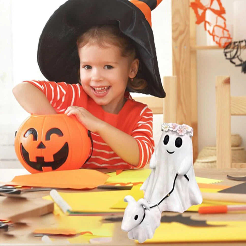 9.8 inch Halloween Goblin And Ghoul Ghost Walking Dog Spooky Ghost Dog Figurine