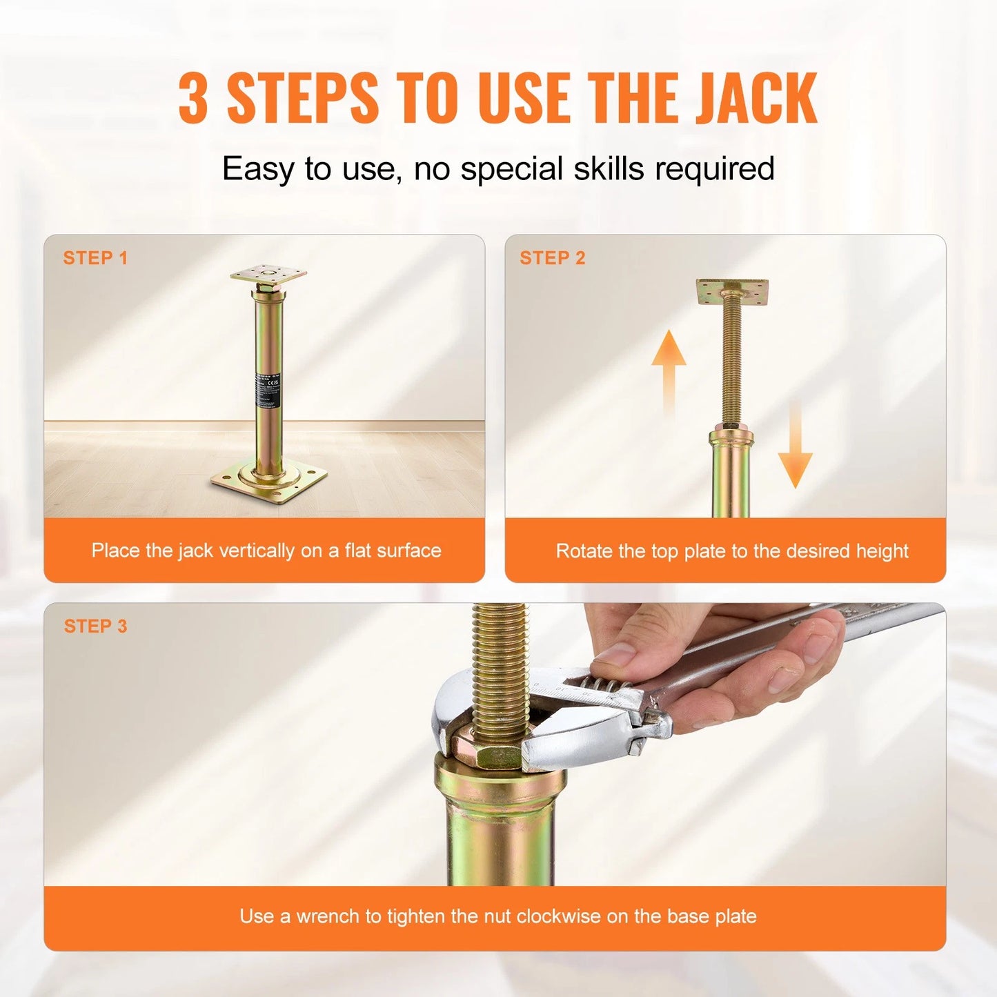 4PC Adjustable Floor Jack Post House Floor Leveling Lift 11.6"-16" Height