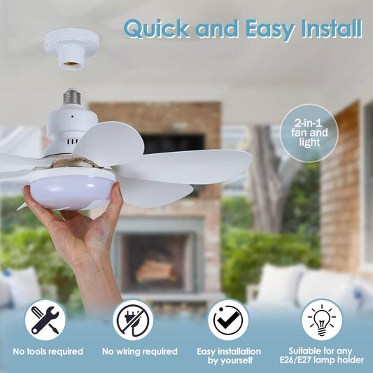 Socket Ceiling Fans with Lights and Remote- Socket Fan light with Dimmable Led