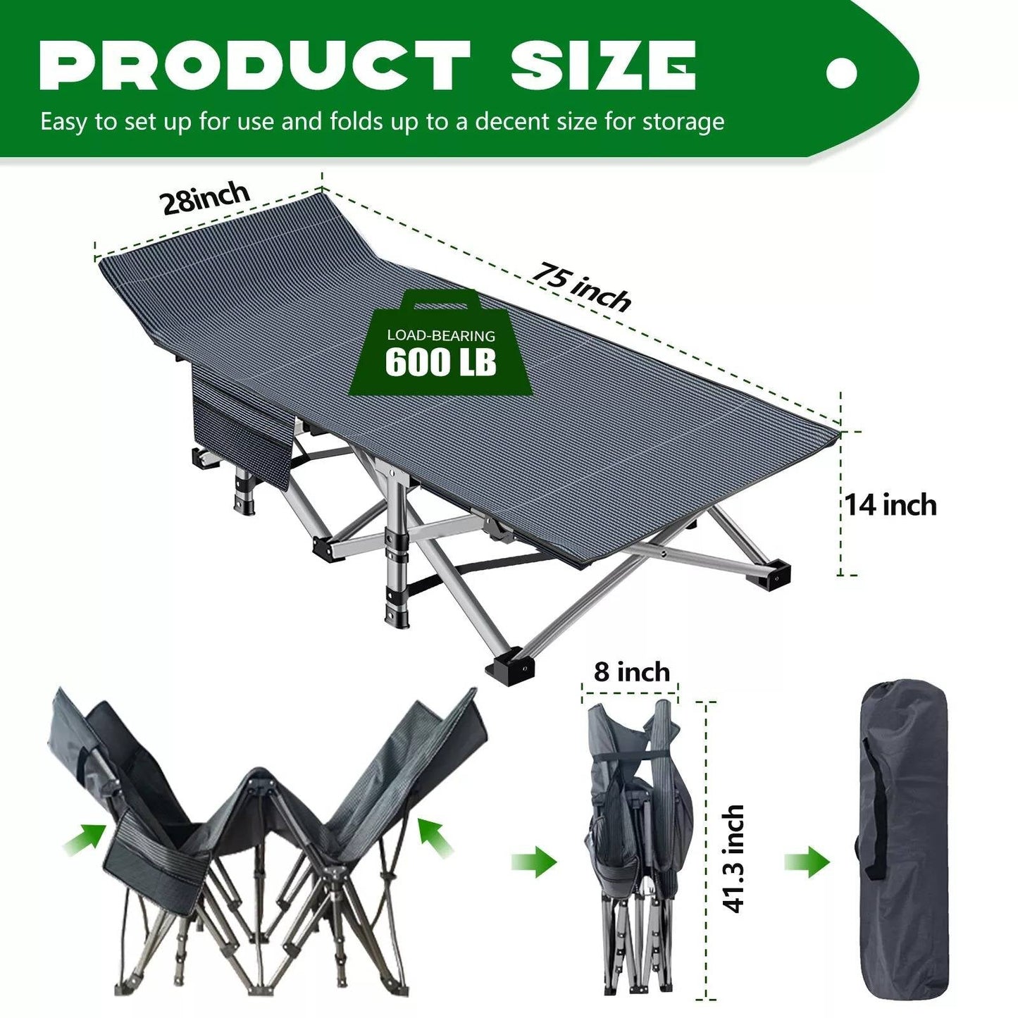 Compact Folding Cot with Built-In Mattress – Perfect for Travel & Guests