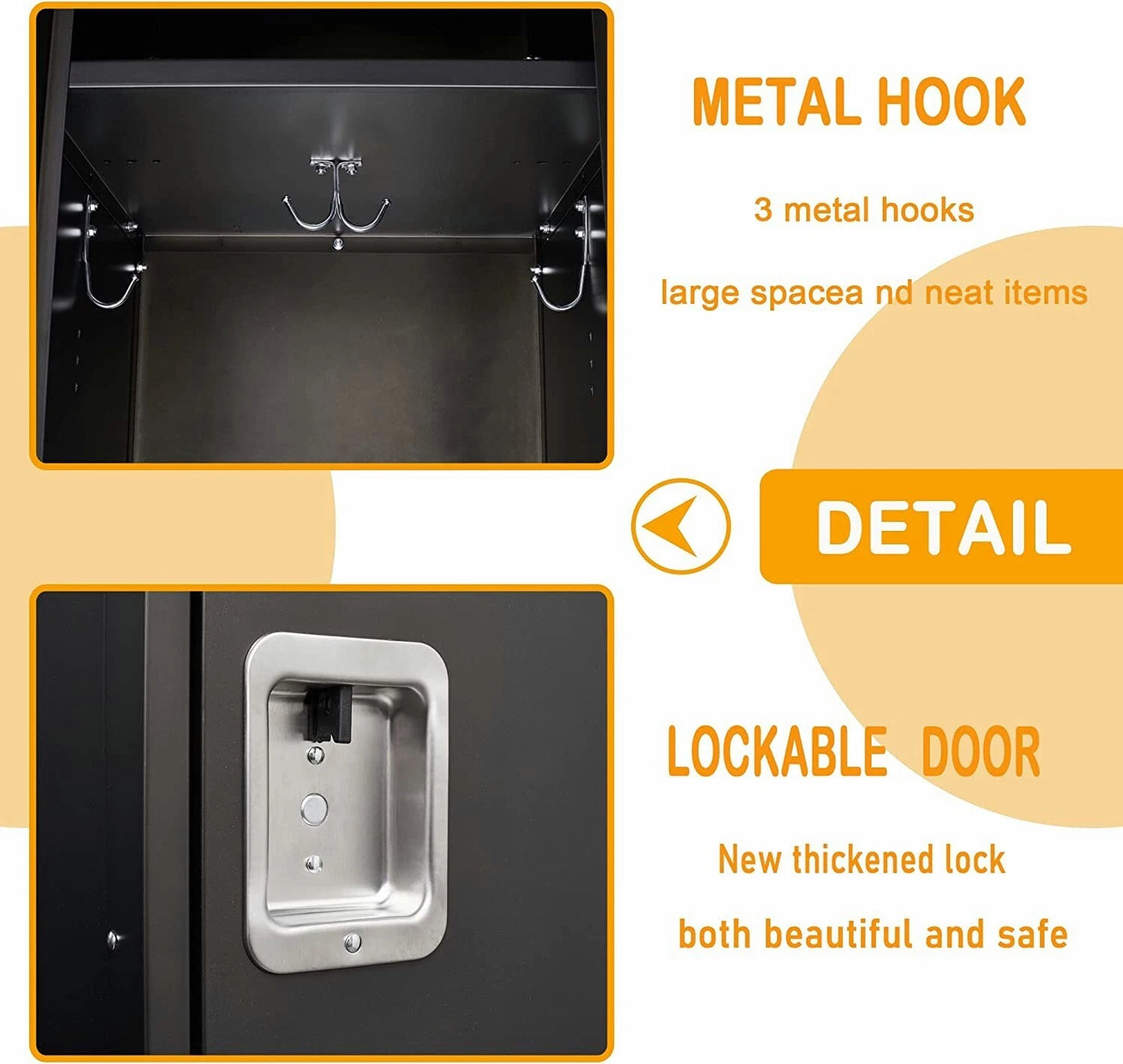 Metal Locker Steel Storage 55" Storage Cabinet Retro Wardrobe with Lockable Door