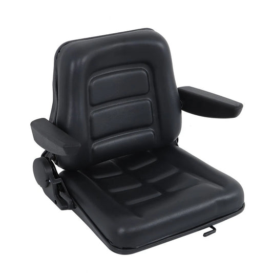 Adjustable Backrest Lawn Mower Tractor Seat Forklift Excavator Seat w/ Armrests