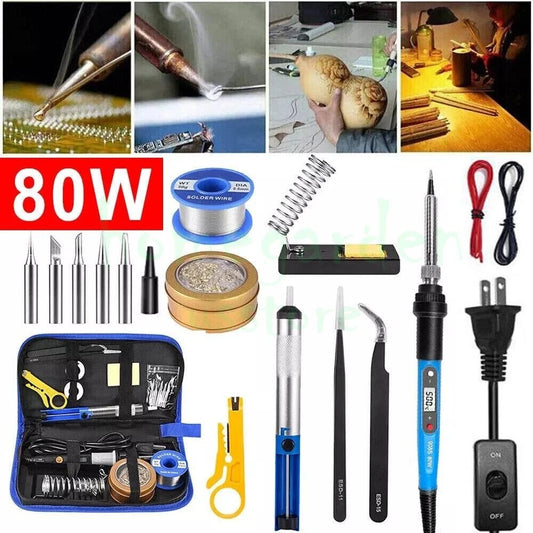 80W Electric Soldering Iron Kit with Solder Wire and Desoldering Pump – US Plug