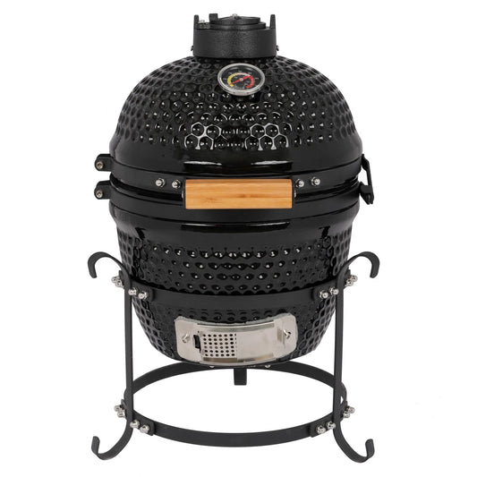13" Portable Ceramic Charcoal BBQ Grill for Outdoor Cooking