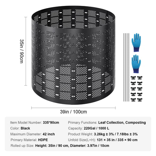 Garden Compost Bin 220 Gal/1000 L Outdoor Compost Bin Easy to Setup