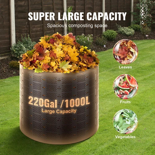 Garden Compost Bin 220 Gal/1000 L Outdoor Compost Bin Easy to Setup