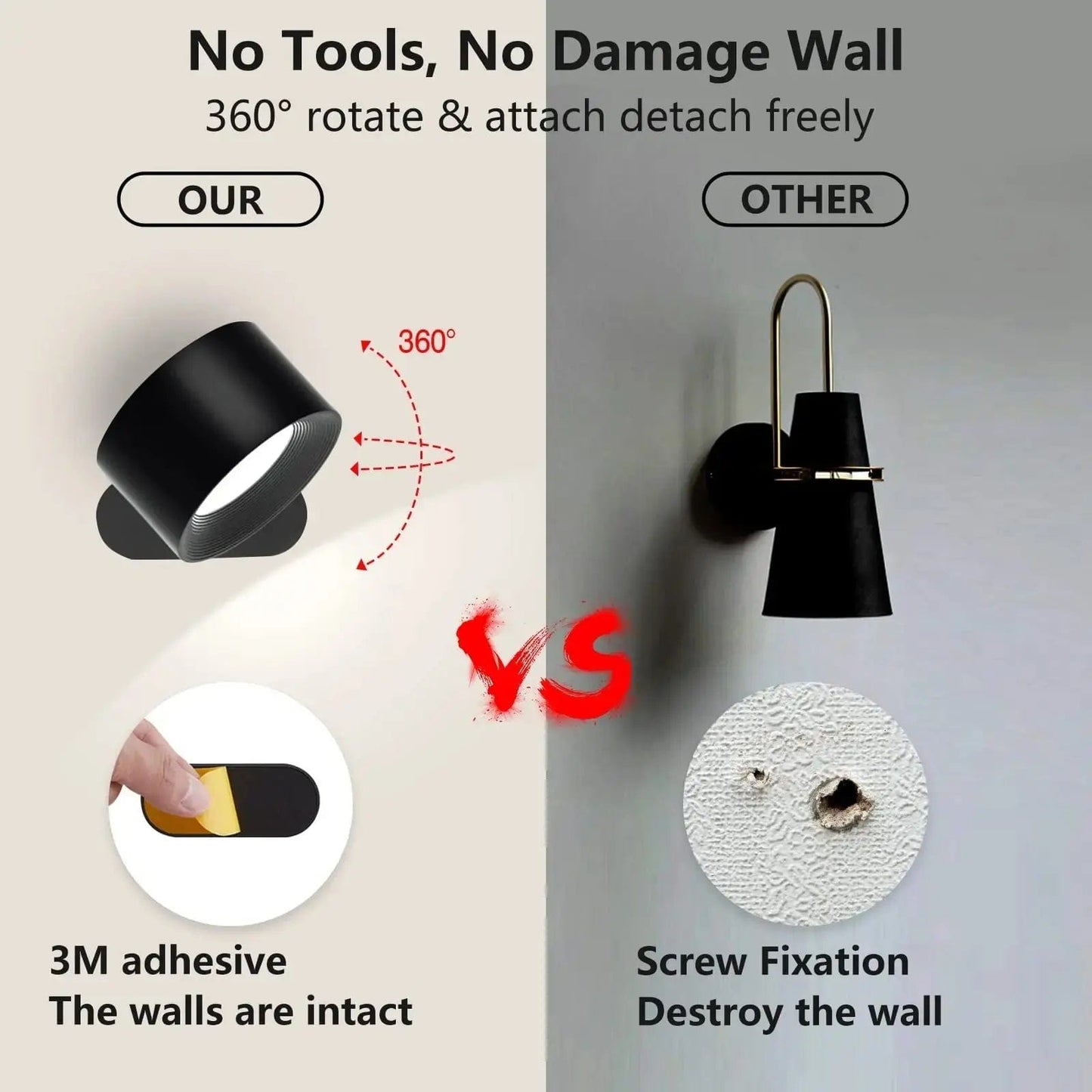 Battery Operated Wall Light - Rechargeable Wall Light - Ambilume