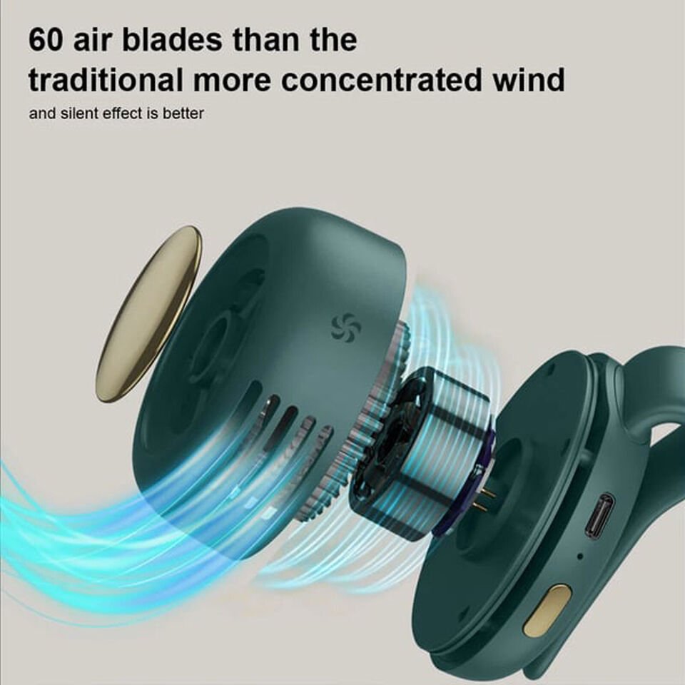 Waist Hanging Small Whirlwind Fan - Portable Fan Clip-On Quiet Mini Leafless 360° Wind Direction