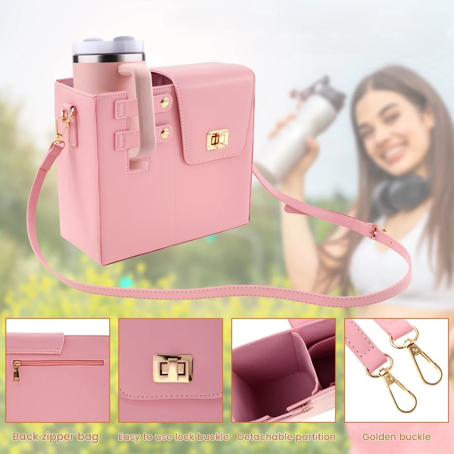 Waterproof Leather Tumbler Bag – Sleek, Adjustable & Built for Outdoor Adventures