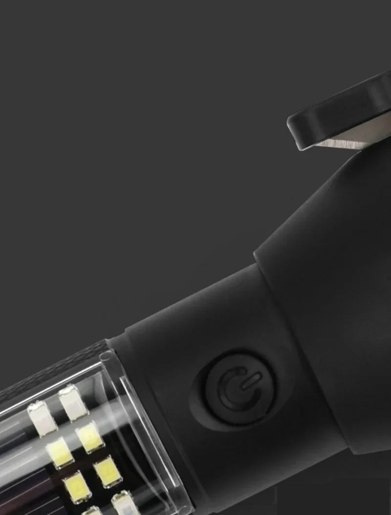 Tactical Solar Flashlight – 10-in-1 USB Rechargeable Survival Tool with SOS Alarm, Glass Breaker & Camping Emergency Kit
