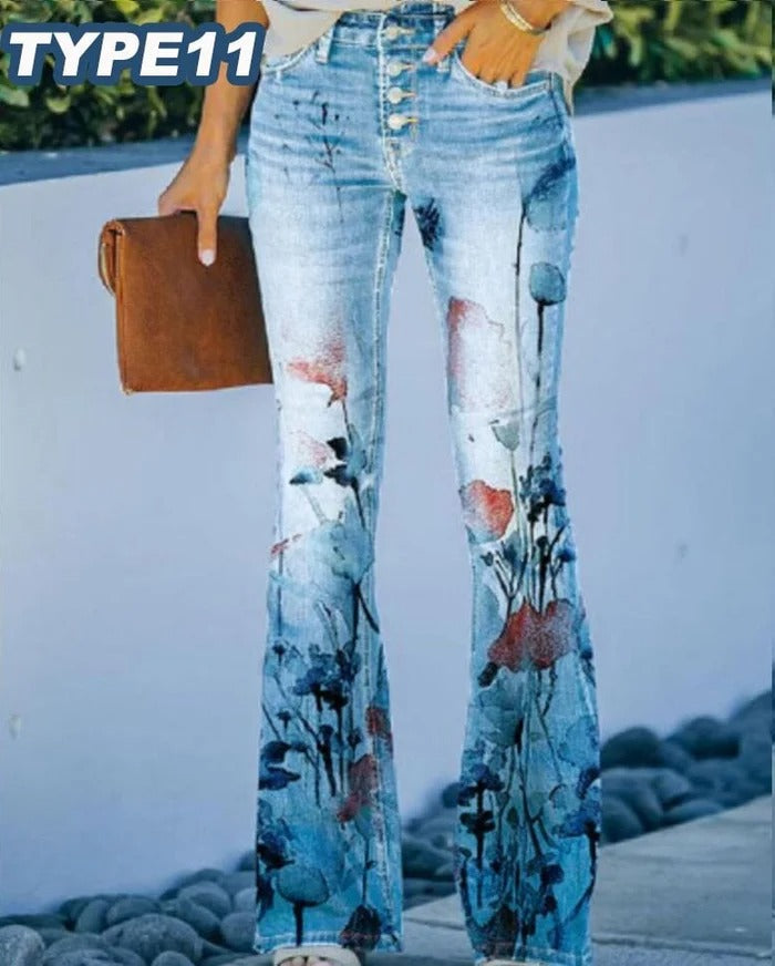 Flared Jeans with Flowers | Zersly™