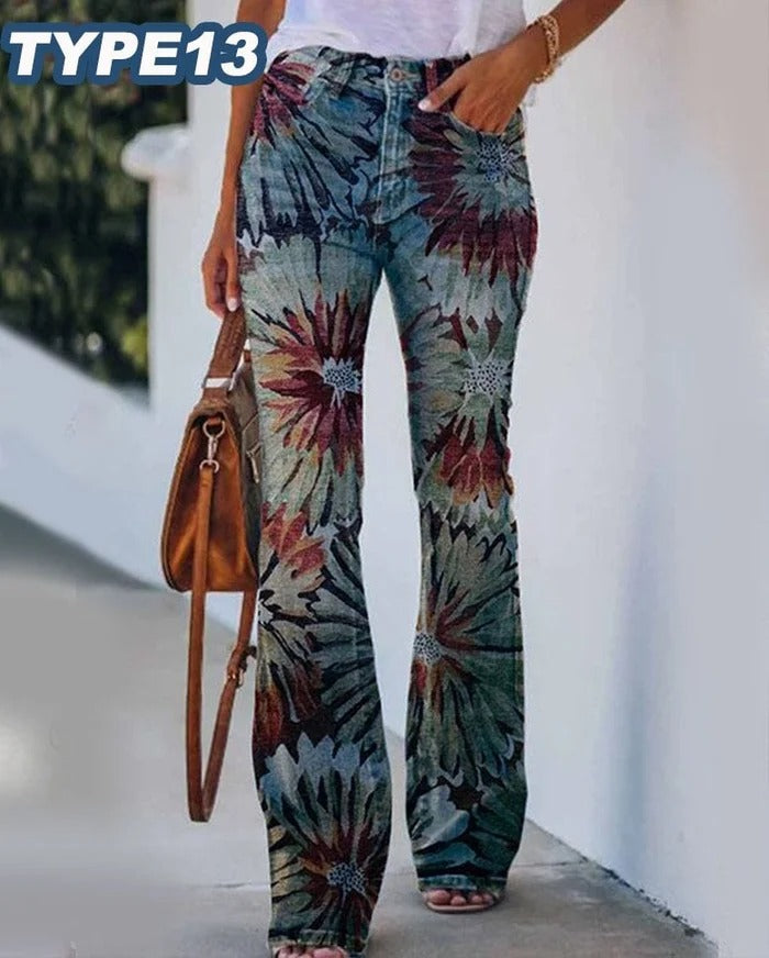 Flared Jeans with Flowers | Zersly™