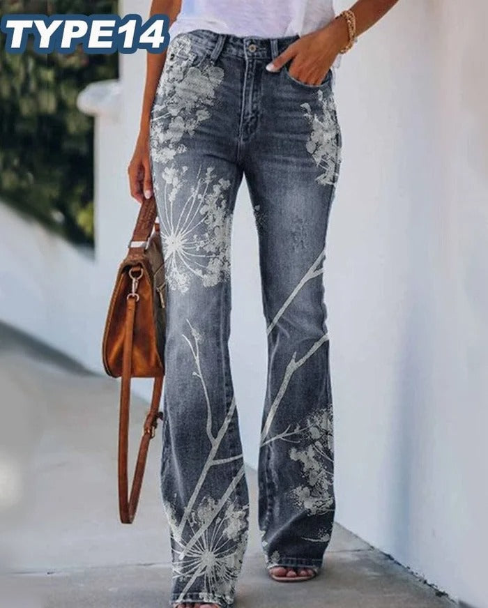 Flared Jeans with Flowers | Zersly™